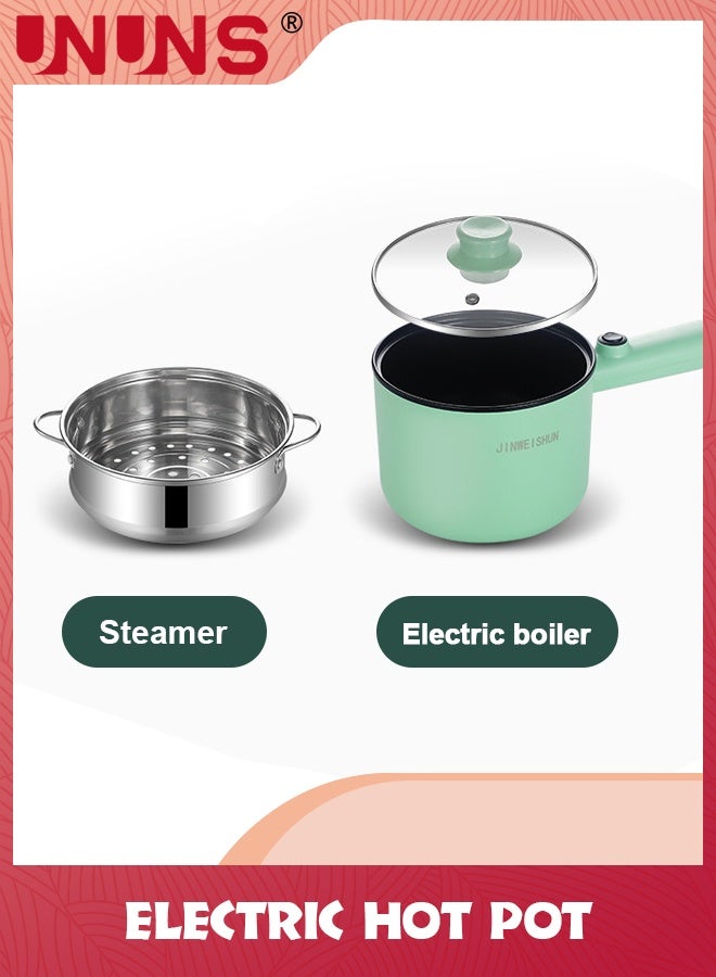 UNUNS Electric Hot Pot,Ramen Cooker With Steamer,Non-Stick Frying Pan,Electric Pot For Pasta,BPA Free,Electric Cooker With Ddinnerware,Over-Heating And Boil Dry Protection,Green - Image 4