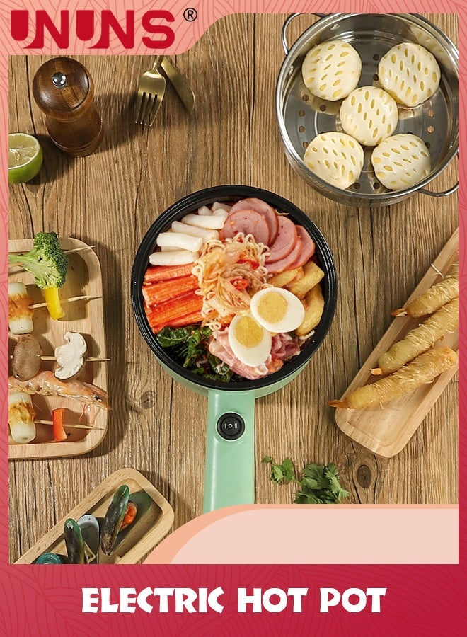 UNUNS Electric Hot Pot,Ramen Cooker With Steamer,Non-Stick Frying Pan,Electric Pot For Pasta,BPA Free,Electric Cooker With Ddinnerware,Over-Heating And Boil Dry Protection,Green - Image 3