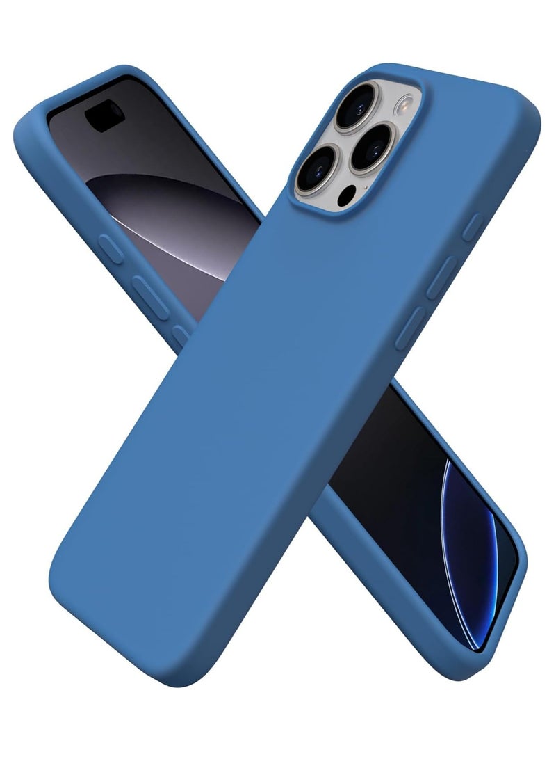 iPhone 16 Pro Blue Liquid Silicone Gel Case - Shockproof TPU Protection - Image 1
