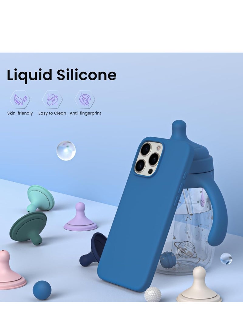 iPhone 16 Pro Blue Liquid Silicone Gel Case - Shockproof TPU Protection - Image 3