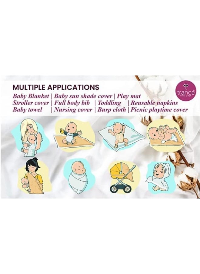Trance Home Linen Trance Home Linen Super Soft 100% Cotton Malmal Swaddle Cloth Baby Wrap  - Image 5