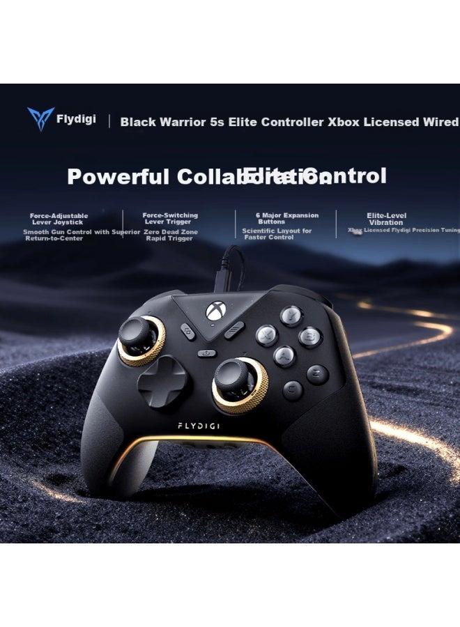 Flydigi Black Warrior 5s Elite Gaming Controller - Wired, Xbox Licensed, Vibration, Compatible with PC, Steam, TV, and Nioh 3 - Image 1
