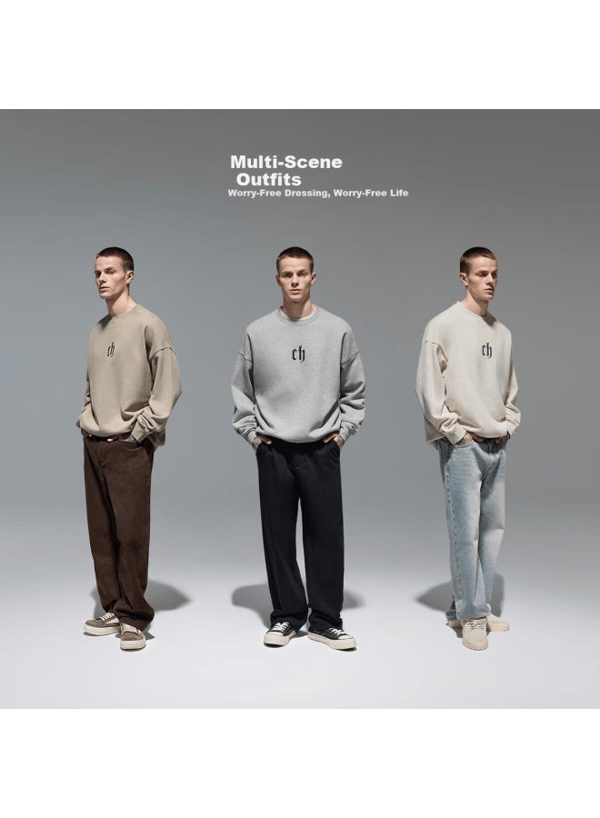 Chinism Men's Sweatshirt Spring And Autumn Classic Simple Couple Heavyweight American Style Long Sleeve Casual Crewneck Pullover Hoodie - Image 4