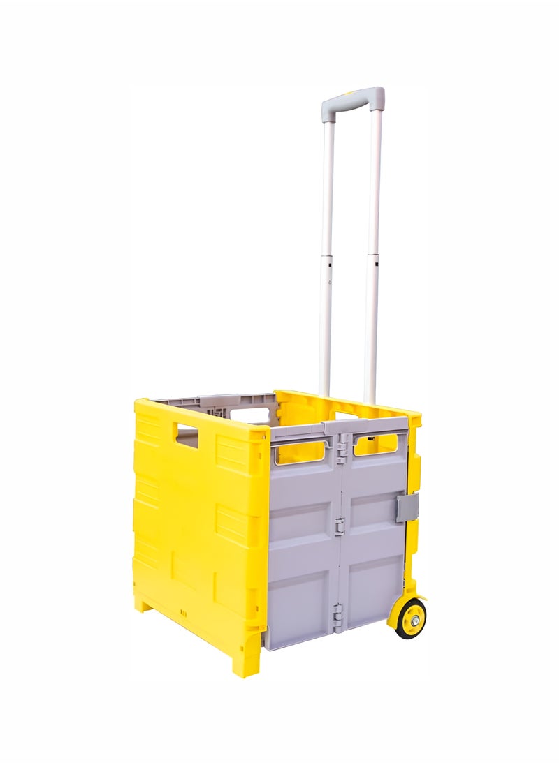 R.VIHAN - 25KG Folding Shopping Trolley Cart with Telescopic Handle Collapsible Rolling Crate Utility Cart with Lid Portable Wear-Resistant & Noiseless Wheels Multi-Purpose Tote Basket for Shopping Office School Travel Moving and Camping Durable Storage Boot Cart for Home & Garden Compact & Lightweight - Image 1
