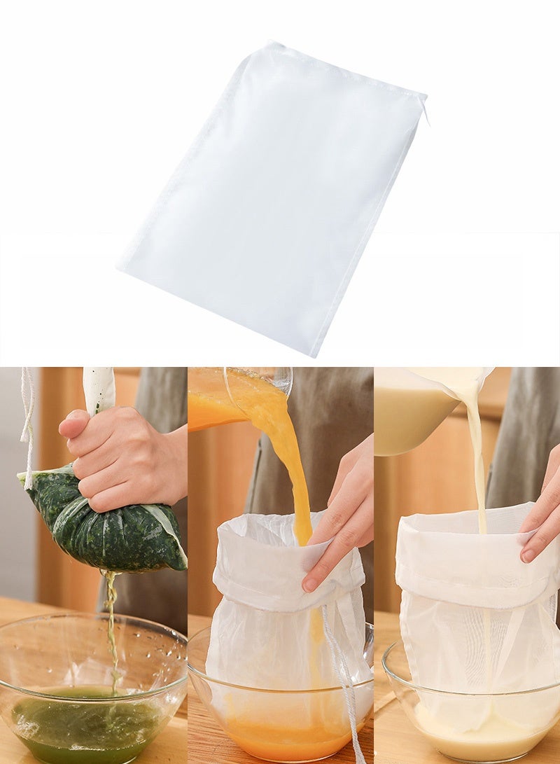 Nut Milk Bags, 4 Cheesecloth Bags, Unbleached Cotton Cooking Twine, Washable and Reusable Cheese Making Strainer, 100% Natural Cotton Fine Mesh Strainer Bags, Large  - Image 1