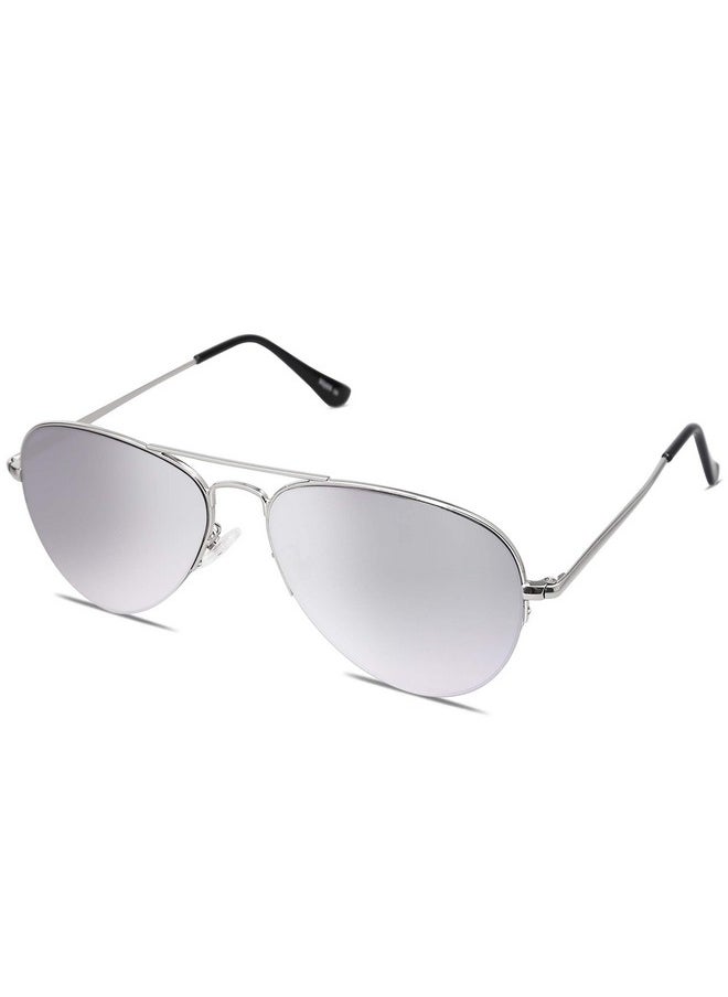Sojos Men'S Women'S Sunglasses, Classic Semi Metal Frame Sj1106 With Silver Frame/Gradient Silver Mirrored Lens  - Image 1