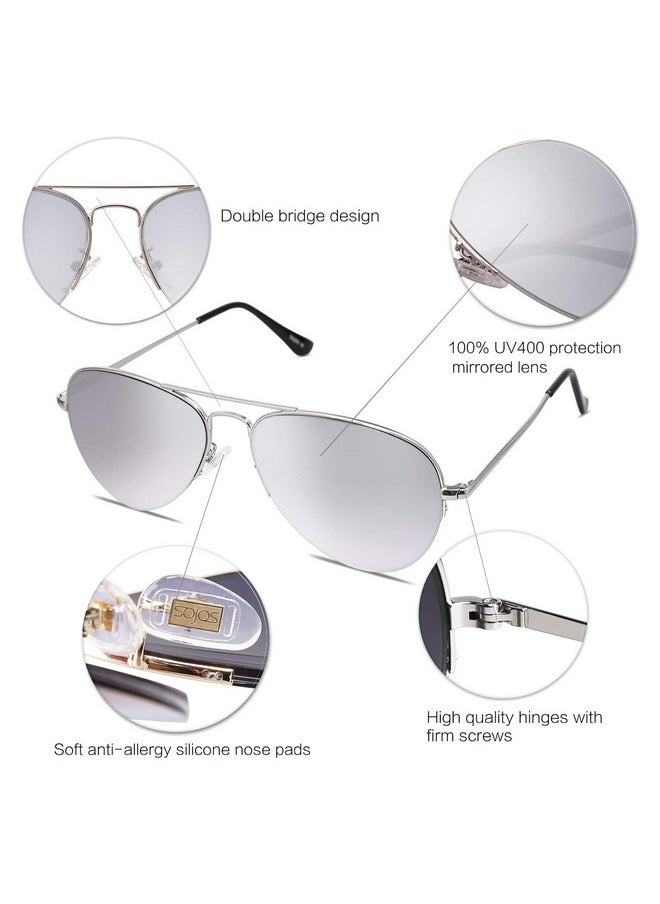 Sojos Men'S Women'S Sunglasses, Classic Semi Metal Frame Sj1106 With Silver Frame/Gradient Silver Mirrored Lens  - Image 5