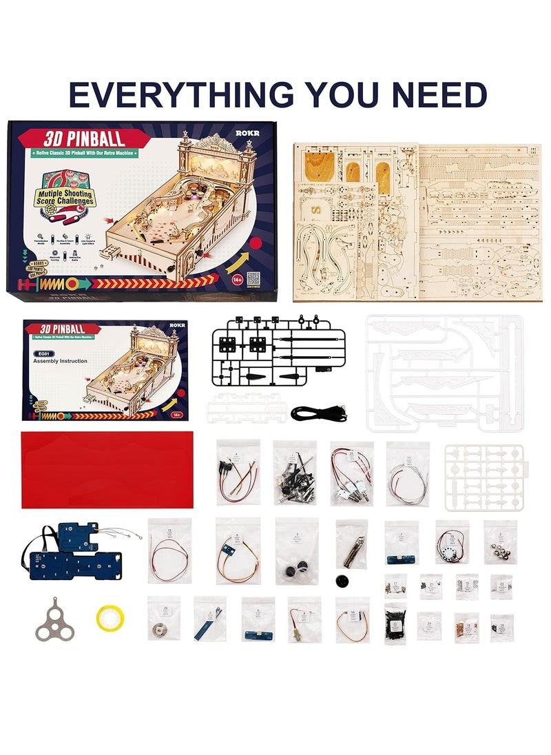 Robotime ROKR 3D Pinball Machine 3D Puzzle for Adults and Teens EG01, Assembly Brain Teaser DIY Build Model Crafts Kits, Unique Gifts and Home Decor  - Image 5