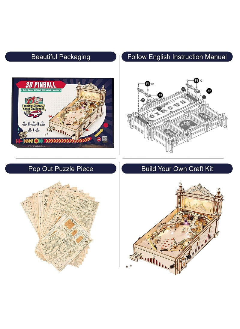 Robotime ROKR 3D Pinball Machine 3D Puzzle for Adults and Teens EG01, Assembly Brain Teaser DIY Build Model Crafts Kits, Unique Gifts and Home Decor  - Image 3