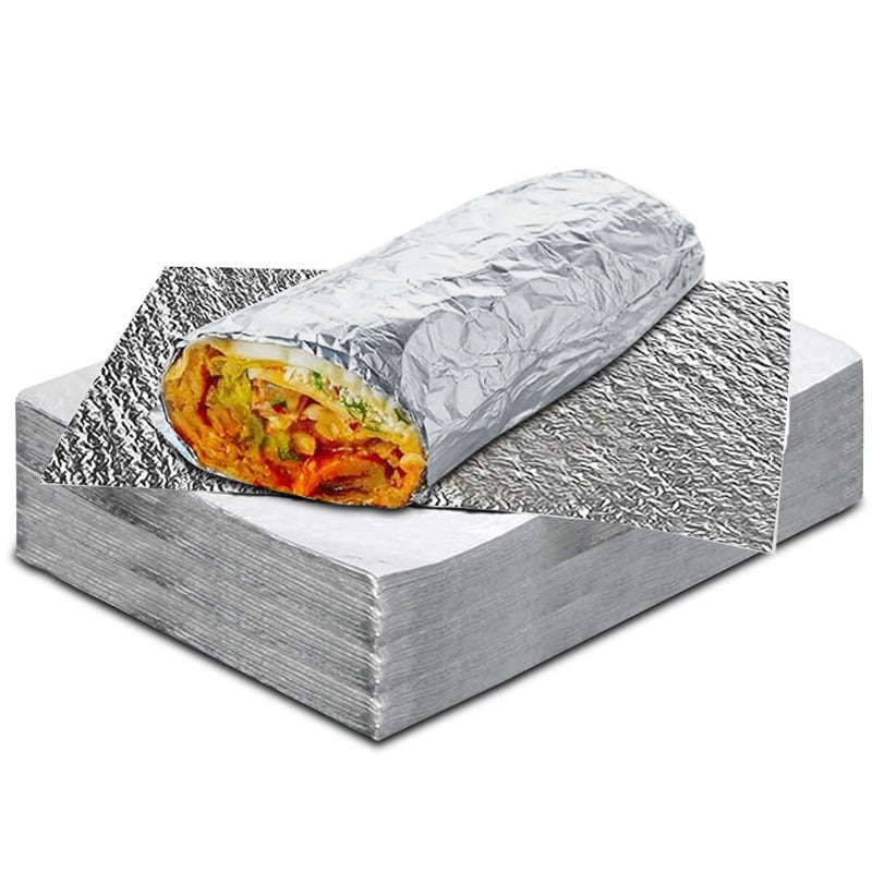 Insulation Sandwich Wrapping Paper Aluminum Foil Sheets 50 Pack 14 x 103 Aluminum Foil Sandwich Wrap Sheets For Sandwich Wraps Burritos and BBQ