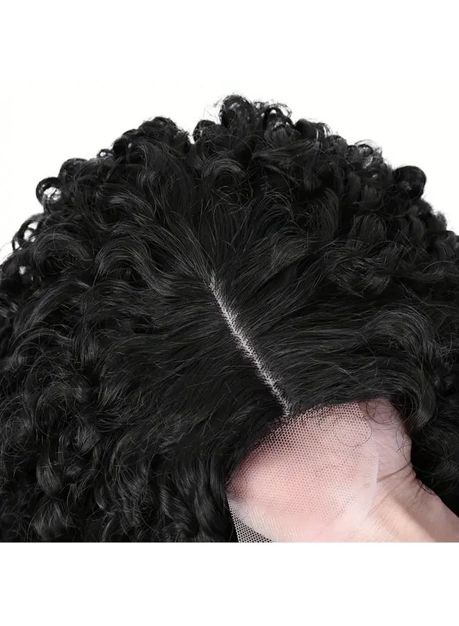 Black 10 Inch Short Curly Bob Wig Lace Front Synthetic Hair Pre Stretched - Image 4