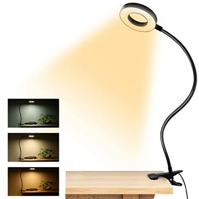 مصباح قراءة بشريط إضاءة 48 LED يعمل عبر USB مع ثلاثة أوضاع ألوان و10 مستويات سطوع، للحماية من العين، مع مشبك للكتب، ذراع مرن 360 درجة، ومصباح مشبك للمكتب، لوح الرأس، والمؤتمرات عبر الفيديو - Image 1