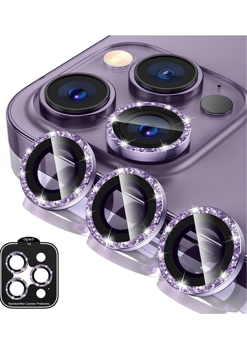 for iPhone 14 Pro / 14 Pro Max Camera Lens Protector, 9H Tempered Glass Camera Cover Screen Protector Metal Individual Ring Protector for iPhone 14 Pro and iPhone 14 Pro Max (Purple - Image 1