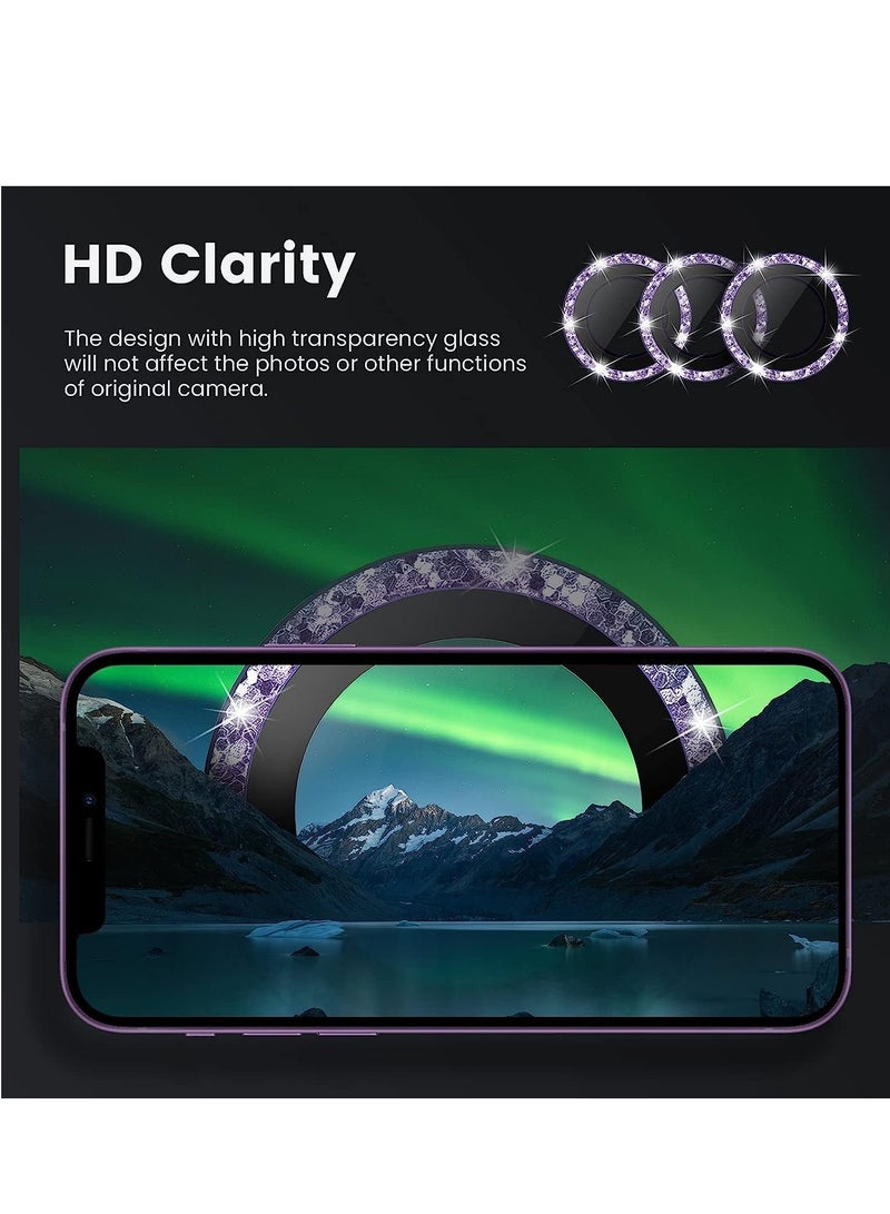 for iPhone 14 Pro / 14 Pro Max Camera Lens Protector, 9H Tempered Glass Camera Cover Screen Protector Metal Individual Ring Protector for iPhone 14 Pro and iPhone 14 Pro Max (Purple - Image 3
