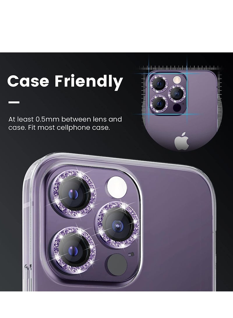 for iPhone 14 Pro / 14 Pro Max Camera Lens Protector, 9H Tempered Glass Camera Cover Screen Protector Metal Individual Ring Protector for iPhone 14 Pro and iPhone 14 Pro Max (Purple - Image 2