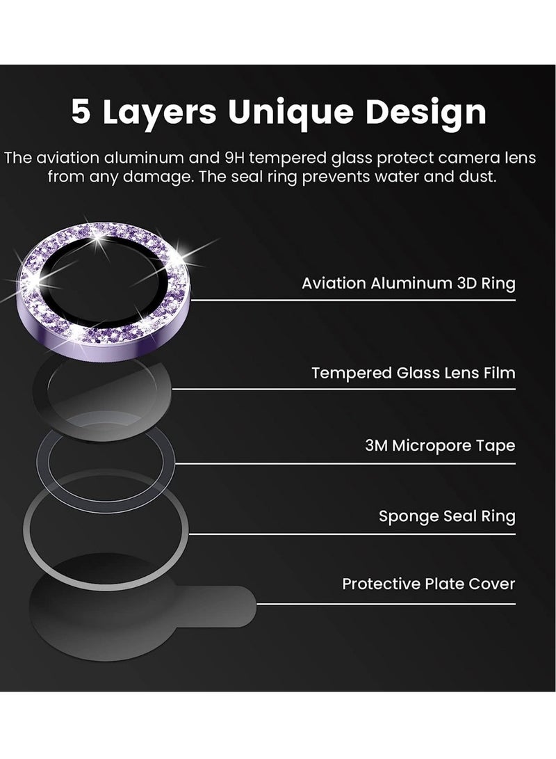 for iPhone 14 Pro / 14 Pro Max Camera Lens Protector, 9H Tempered Glass Camera Cover Screen Protector Metal Individual Ring Protector for iPhone 14 Pro and iPhone 14 Pro Max (Purple - Image 5