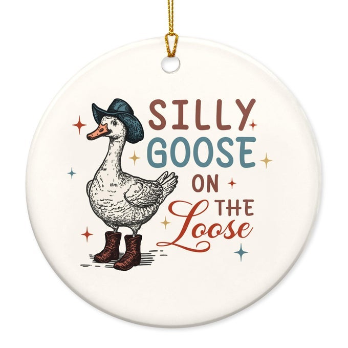 Funny Gifts for Women Ceramic Christmas Ornaments 2025 for Tree Decorations Silly Goose Gifts for Mom Sister Friends White Elephant Gift Ideas Goose Ornament for Christmas Decorations