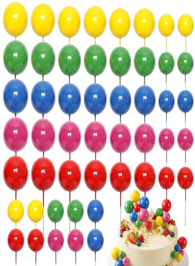 Avxdbr 50PCS Mini Ball Cake Toppers Foam Balloons DIY Cake Topper Inserts Colorful Cupcake Picks for Birthday Rainbow Party Wedding Anniversary Dessert Cake Decorations - Image 1