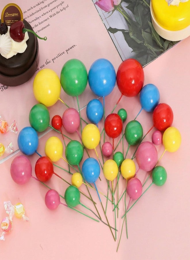 Avxdbr 50PCS Mini Ball Cake Toppers Foam Balloons DIY Cake Topper Inserts Colorful Cupcake Picks for Birthday Rainbow Party Wedding Anniversary Dessert Cake Decorations - Image 3