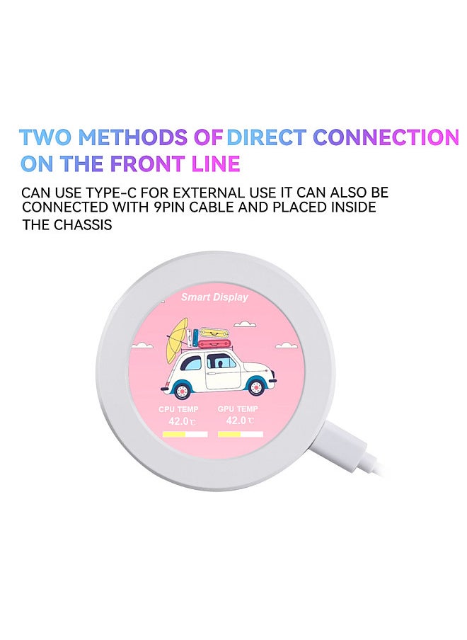 Portable 2.1in IPS Water-Cooled Secondary Screen Comapct Round LCD Display Computers Host CPU GPU Temperature Monitoring Screen