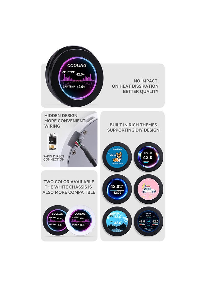Generic Portable 2.1in IPS Water-Cooled Secondary Screen Comapct Round LCD Display Computers Host CPU GPU Temperature Monitoring Screen  - Image 5