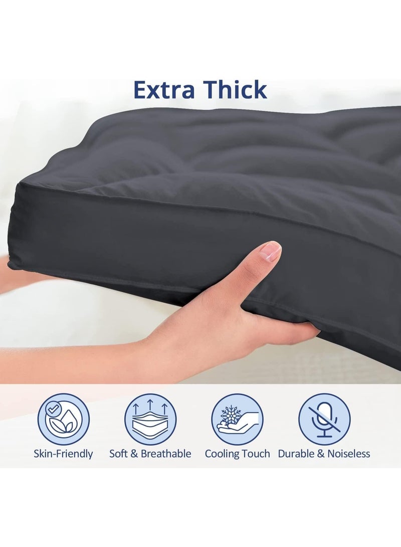 Super Soft Fabric Double Mattress Topper - 120 x 200+6 cm, Hotel Luxury Fluffy Soft Comfortable Breathable 600 GSM Extra Thick Bed Topper With Elastic Bands, Gray - Image 3