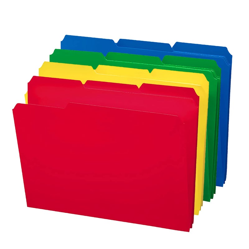 Smead Poly File Folder, 1/3-Cut- Tab Letter Size, Assorted Colors, 24 per Box (10500) - Image 1