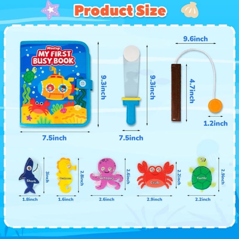 Busy Board for Toddlers Girls Montessori Toys for 3+ Year Old Sea Animals Preschool Learning Activities Toddler Travel Toys for 3+ Ocean Theme (Blue Sea) - Image 5