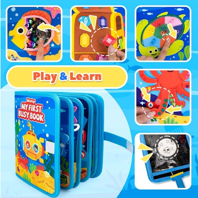 Busy Board for Toddlers Girls Montessori Toys for 3+ Year Old Sea Animals Preschool Learning Activities Toddler Travel Toys for 3+ Ocean Theme (Blue Sea) - Image 2