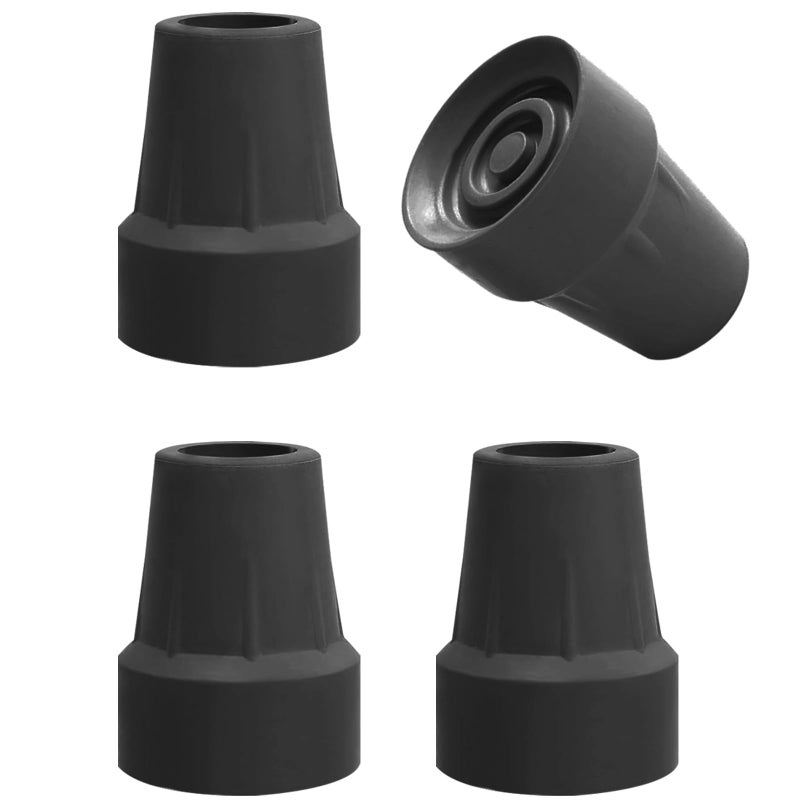 OBTANIM OBTANIM 4 Pack 34 Inch Replacement Rubber Cane Tips for Canes Crutch Walking Sticks and Walkers Black