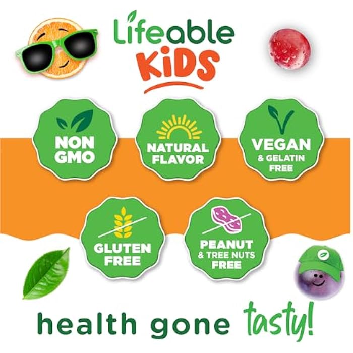 Lifeable Lions Mane Gummies for Kids | Great Tasting Lions Mane Mushroom Supplement | Vegan, Kosher, Non-GMO Kids Mushroom Gummies | Brain Support | 60 Count - Image 4