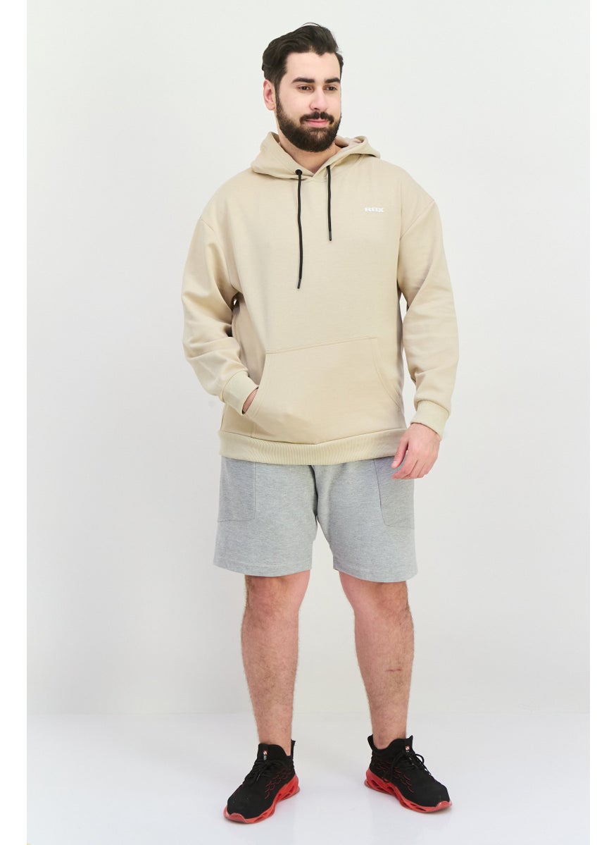 RBX Men Sportswear Fit Long Sleeve Outdoor Hoodie, Beige  - Image 4