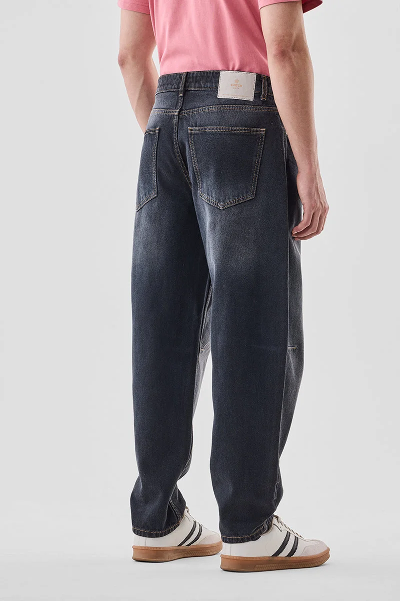 SNITCH Navy Washed Balloon Fit Jeans for Men | Best Price UAE