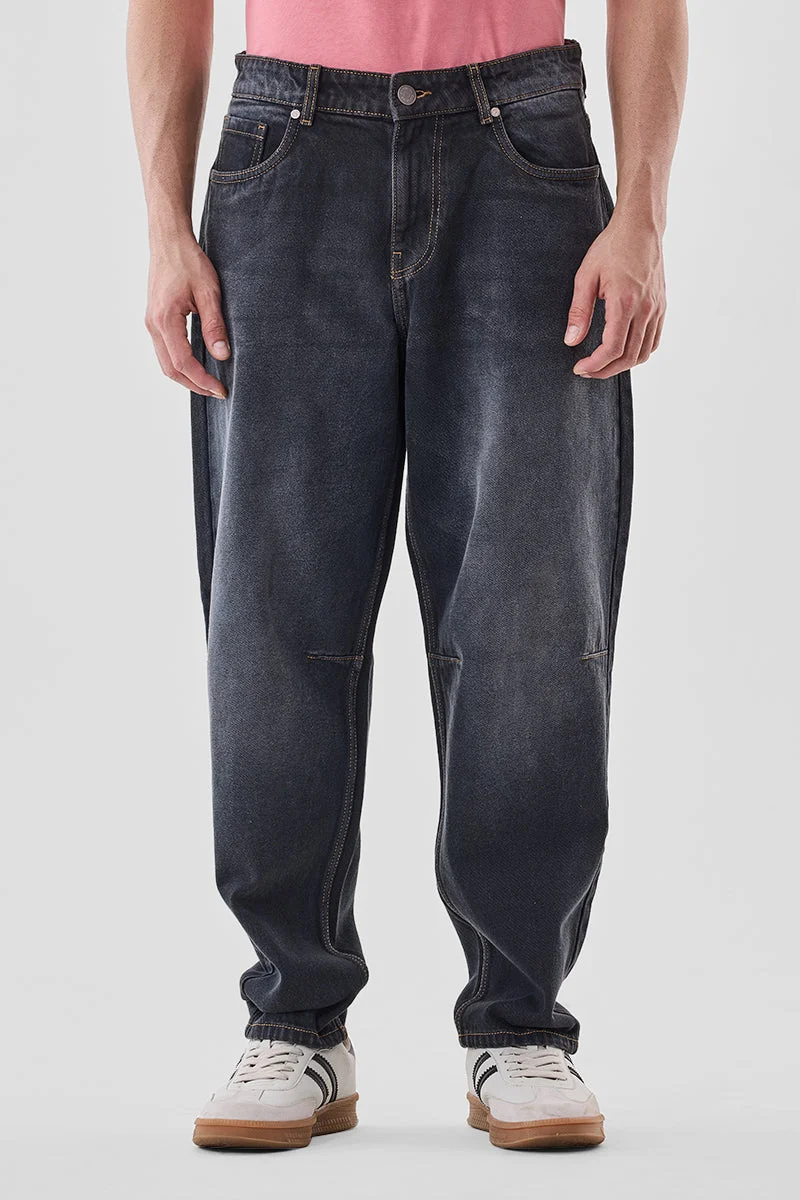 SNITCH Navy Washed Balloon Fit Jeans for Men | Best Price UAE