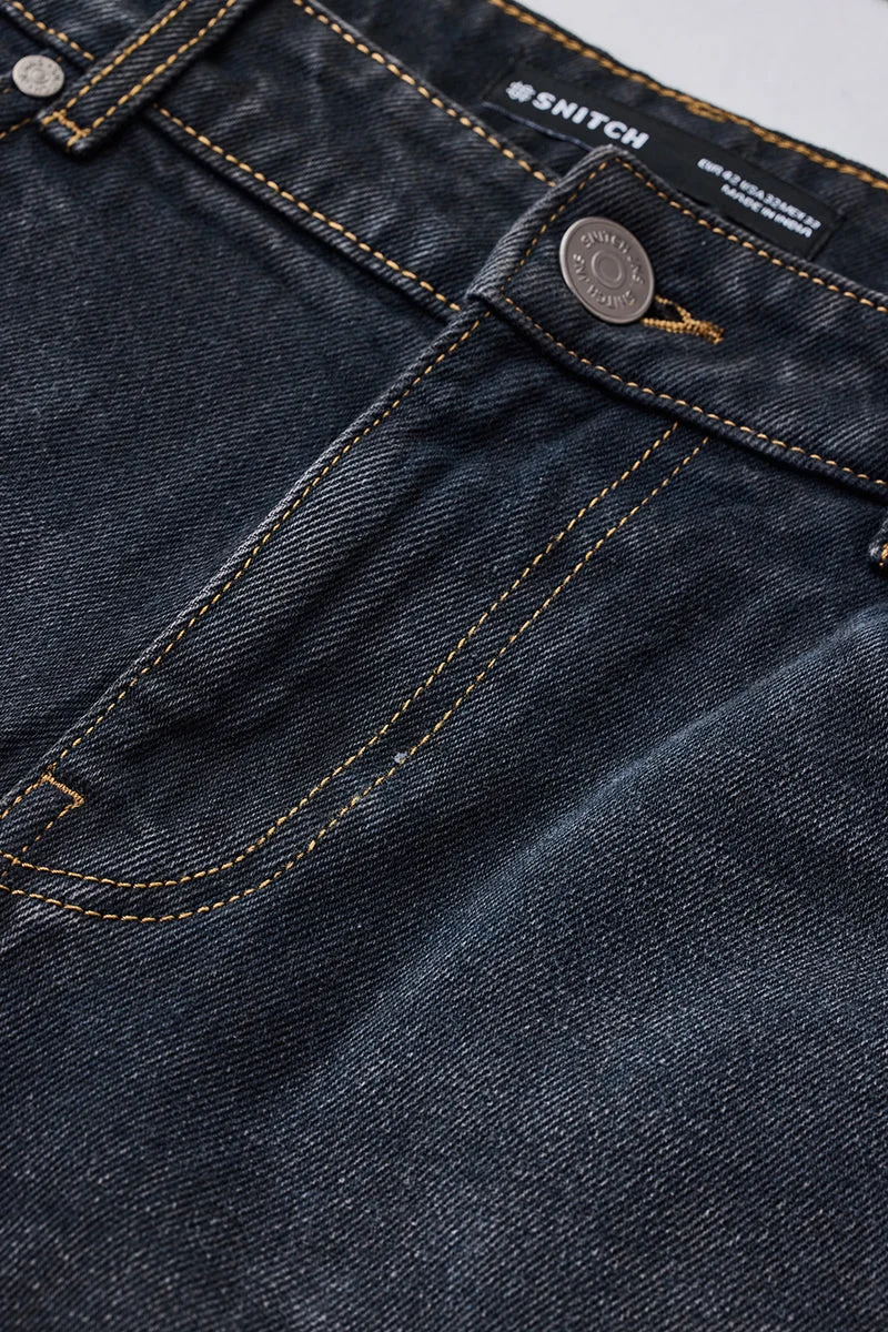SNITCH Navy Washed Balloon Fit Jeans for Men | Best Price UAE