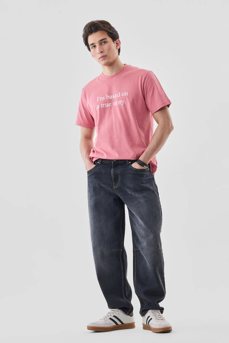 SNITCH Navy Washed Balloon Fit Jeans for Men | Best Price UAE