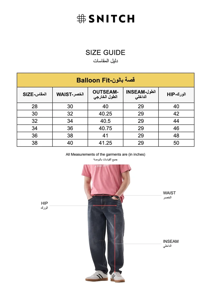 SNITCH Navy Washed Balloon Fit Jeans for Men | Best Price UAE