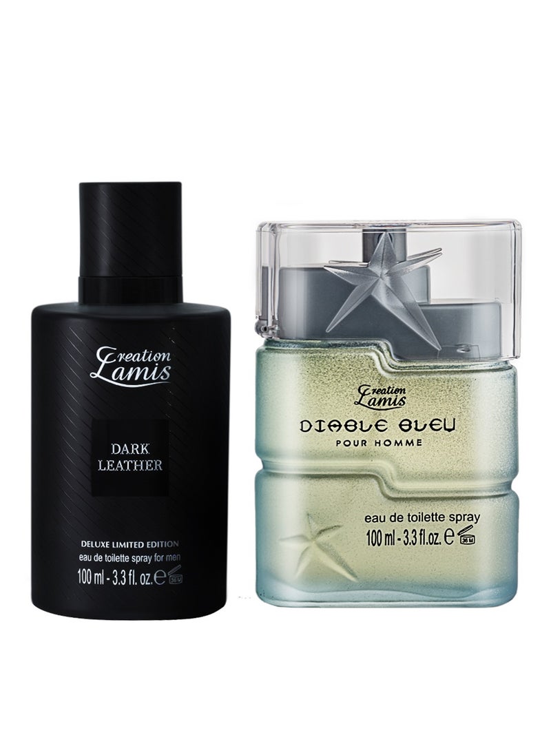 Creation Lamis Diable Bleu Eau de Toilette For Men 100ml and Creation Lamis Deluxe Dark Leather Eau de Toilette Unisex 100ml (Combo Pack)  - Image 1