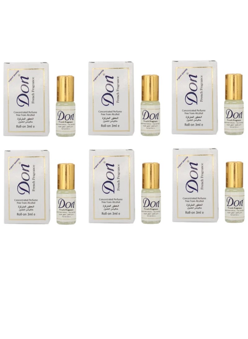 دون 6 حبه عطر دون رول اون برفيوم خالي من الكحول - 2.5x6 مل - Image 1