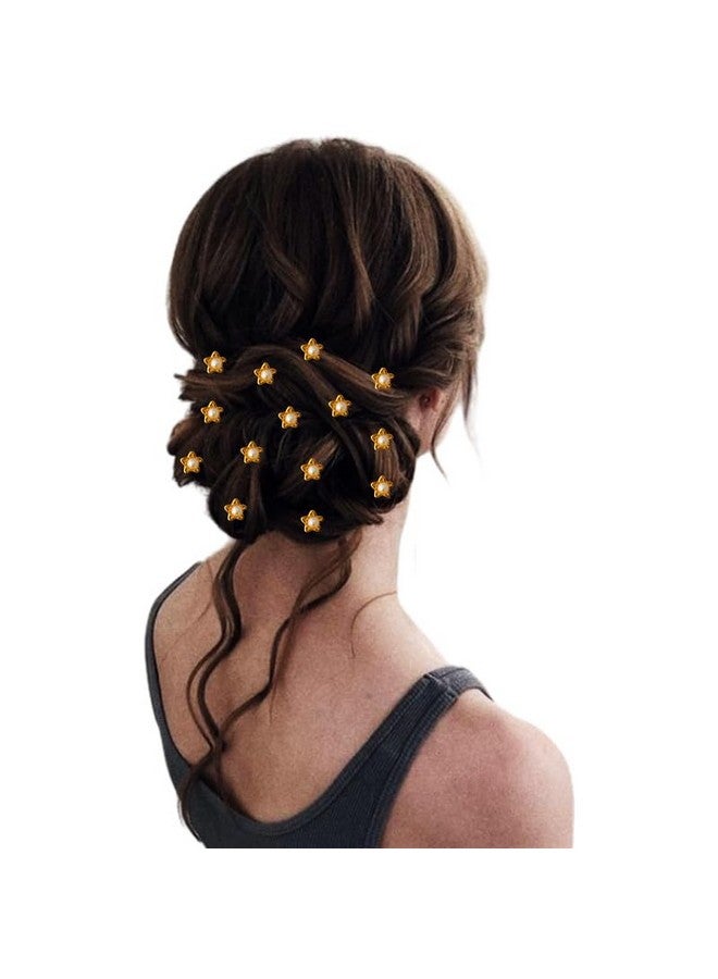 توهج الشعر دبوس شعر على شكل نجمة من هير فلير، حجر كريستال لامع مع لؤلؤة، 80 دبوسًا_2697_ذهبي - Image 4