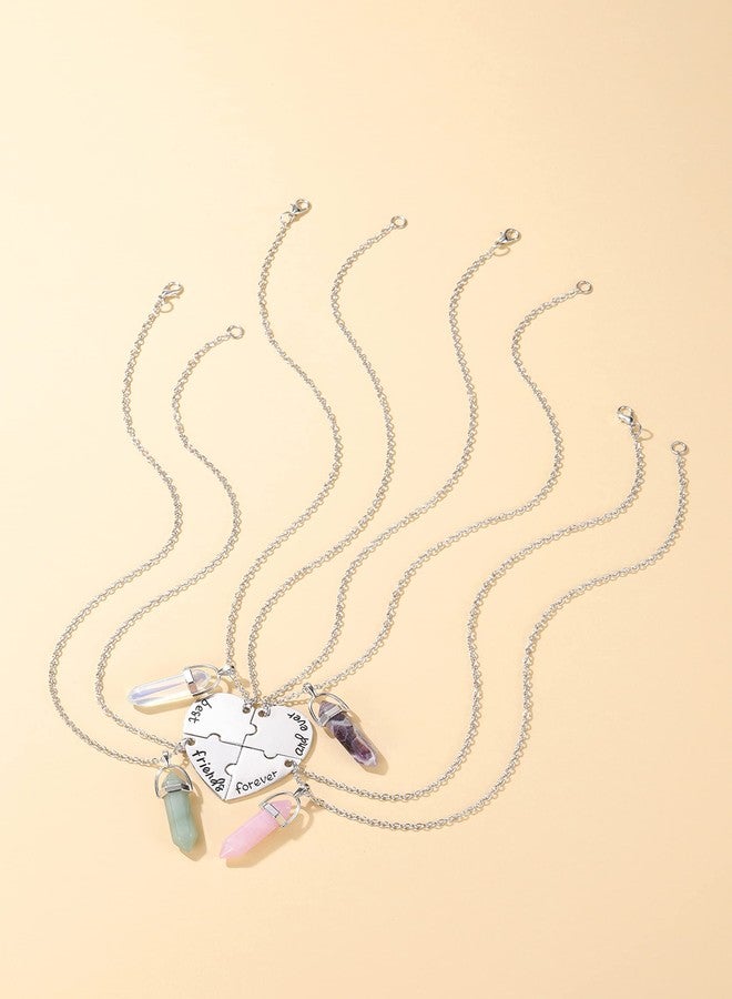 Top Plaza Best Friend BFF Necklace for 4 Healing Crystal Matching Heart Pendant Necklace Friendship Graduation Gifts Best Friends Forever and Ever Jewelry - Image 3