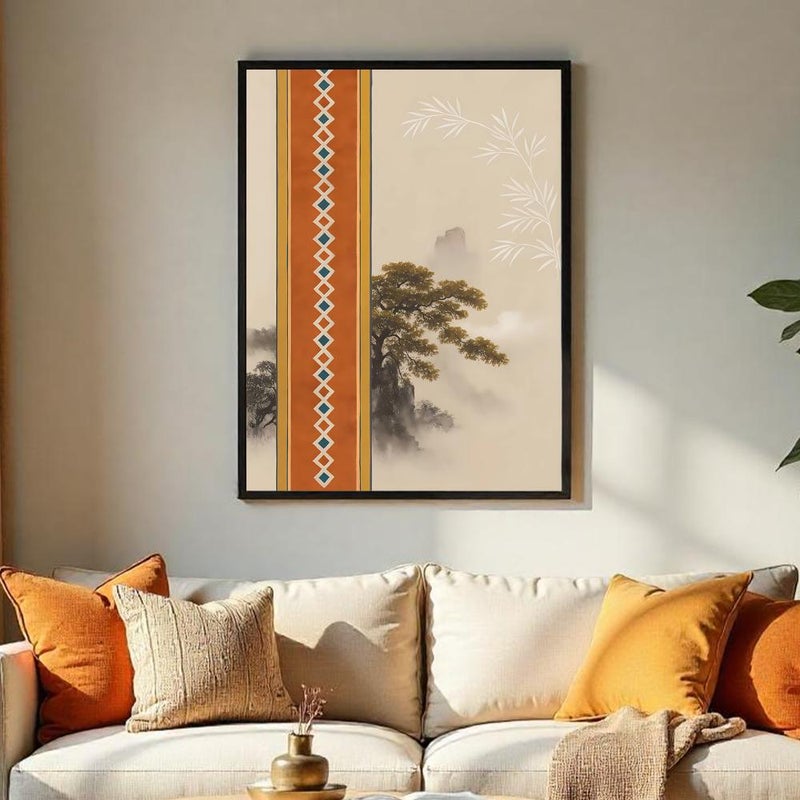 ماركتنا لوحة قماشية بتصميم الفن النجدي مع برواز مجوف مقاس (60×90) قطعة واحدة - Image 1