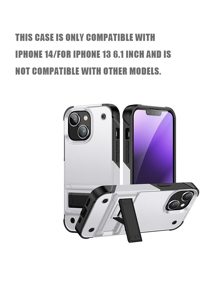 2 in 1 Kickstand Case for iPhone 13/14, Dustproof Design Anti Yellow Anti Scratch Hard Back Cover Slim and lightweight Protective Shell (Black+White) - Image 2