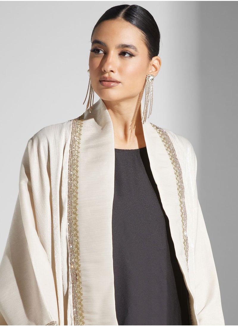 hayas closet - Embellished Cape Sleeve Abaya - Image 1