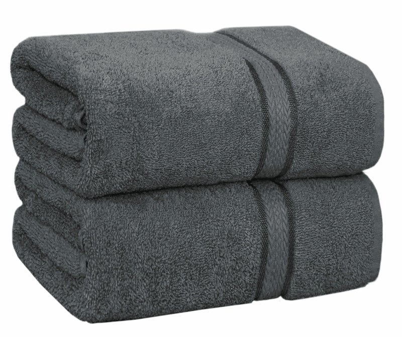 COTTON CRAFT Ultra Soft Bath Sheets - 2 Pack - 35 x 70 - Absorbent Quick Dry Everyday Luxury Hotel Bathroom Spa Gym Shower Beach Pool Travel Dorm -100% Ringspun Cotton - 580 GSM - Easy Care - Charcoal - Image 1