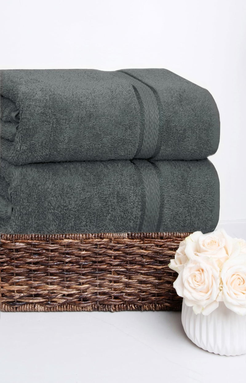COTTON CRAFT Ultra Soft Bath Sheets - 2 Pack - 35 x 70 - Absorbent Quick Dry Everyday Luxury Hotel Bathroom Spa Gym Shower Beach Pool Travel Dorm -100% Ringspun Cotton - 580 GSM - Easy Care - Charcoal - Image 5