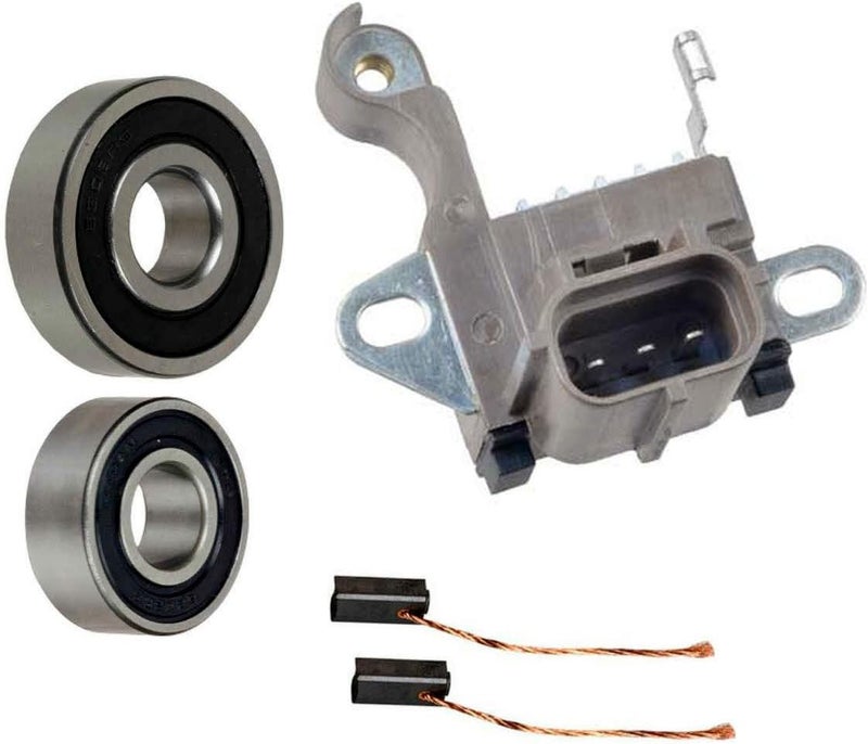 Alternator Rebuild Kit; Voltage Regulator with Brushes & Bearings Compatible with Ford F250 F350 F450 F550 Super Duty V8 6.7L Dsl 2011-2016 (150-157 Amp w/OE# 104210-2920) - 11628RK