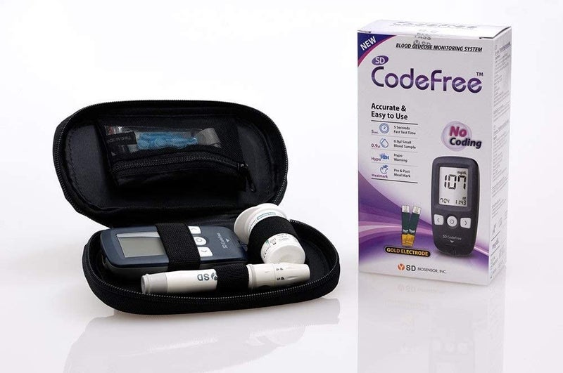 Codefree Blood Glucose Monitor Diabetes Monitoring Meter Tester Blood Sugar Testing Kit with Strips Lancets Case in mgdL - Image 1