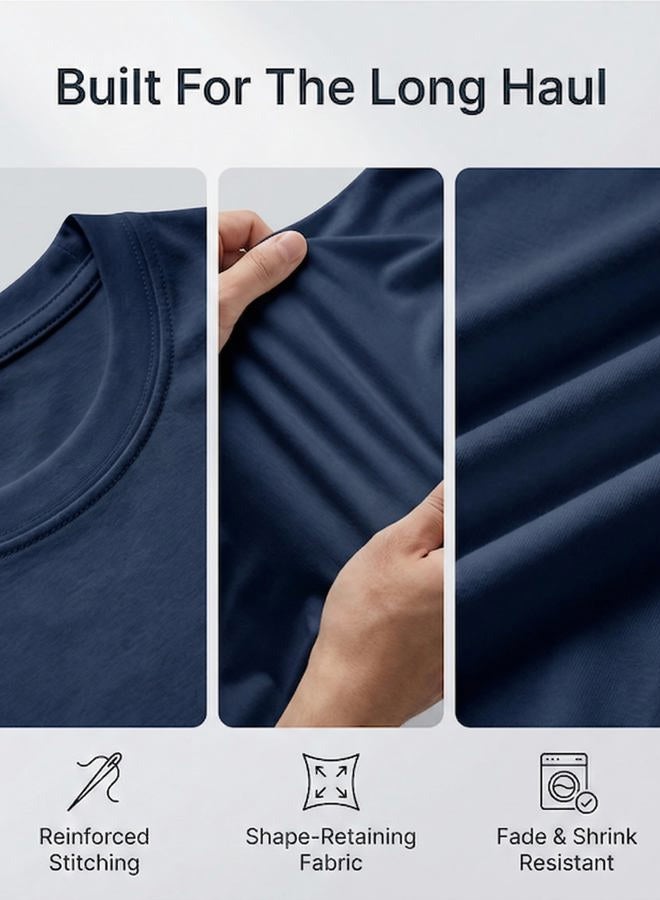 REALESSENTIALS 4 Pack: Men's Dry-Fit Moisture Wicking Performance Long Sleeve T-Shirt, UV Sun Protection Outdoor Active Top, Set B, XL - Image 4