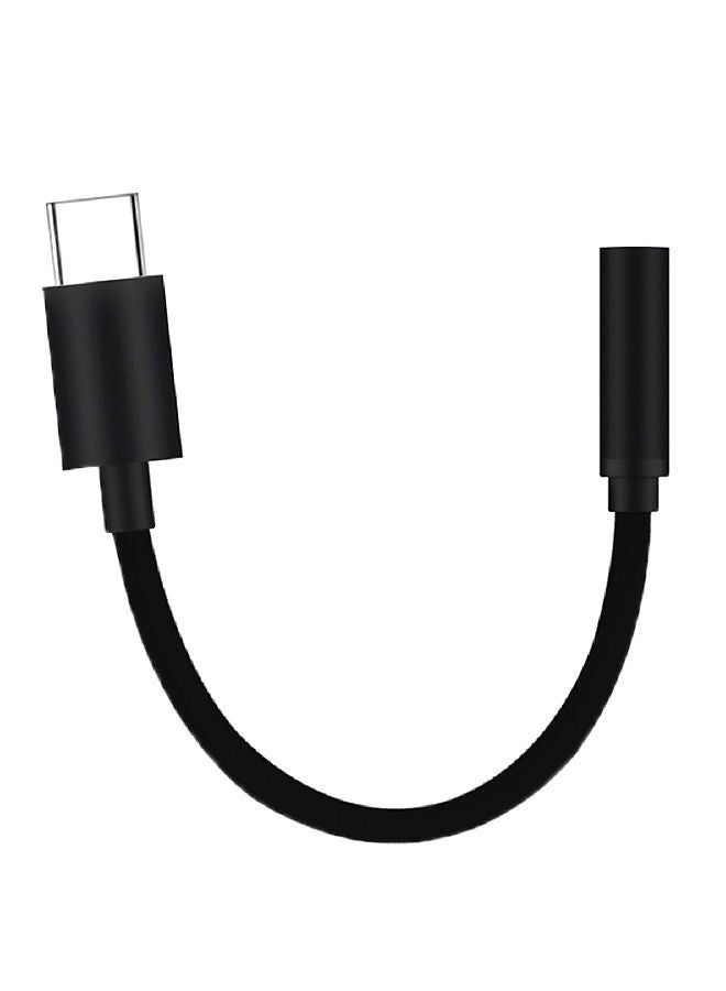 NIBEMINENT Type C To 3.5mm Stereo Audio Earphone Headphone Splitter Black